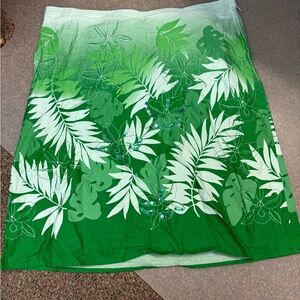Crazy Horse Tropical Leaf Green and White Sarong Skirt